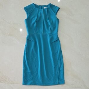Like New! Calvin Klein Teal Midi Dress, Size 6P